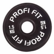 Диск для штанги каучуковый, черный D51 мм PROFI-FIT  1,5 кг