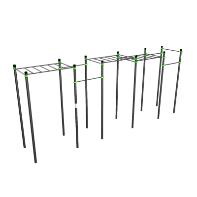 W262 Воркаут (рукоход трехуровневый, 5 турников) ZAVODSPORTA