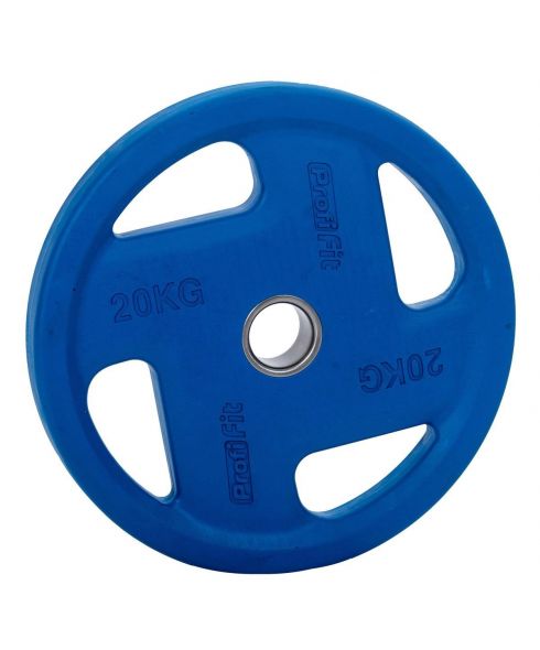 Диск обрезиненный (четыре хвата, цветной) D51 мм PROFI-FIT 20 кг